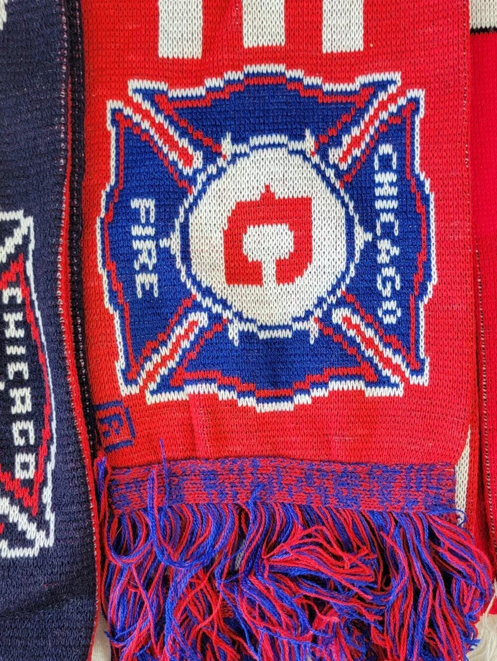Lot Of 3 Vintage Chicago Fire Football US Soccer MLS Rectangle Fringed Scarves